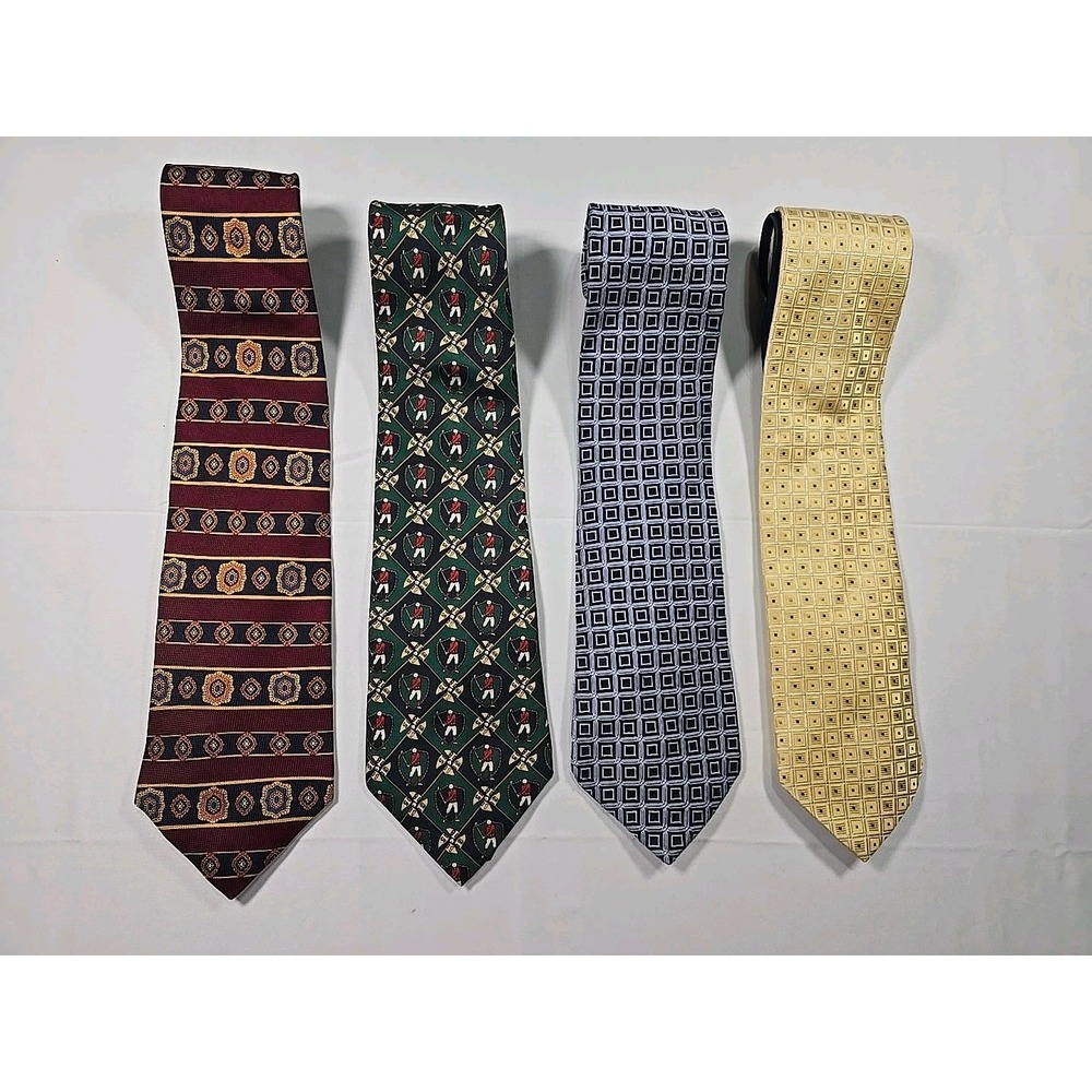 Tie Lot Of 4 Vintage Tommy Hilfiger Designer 100% Silk Men's Golf Business